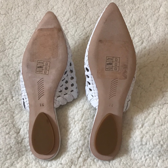 Paige | Alana Woven White Leather Mules Size 7.5 - Picture 7 of 7